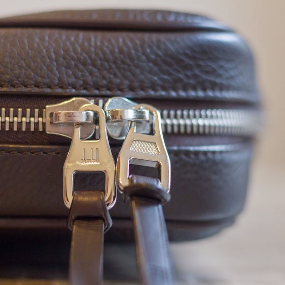 New Authentic Dunhill Boston Full-Grain Classic Brown Leather Fashion Briefcase - Picture 11 of 16